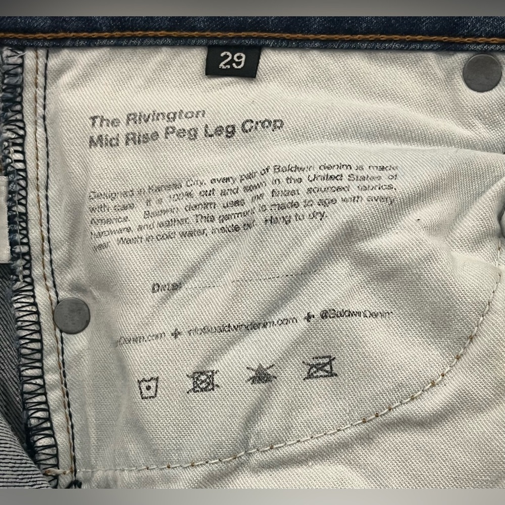 Baldwin‎ The Rivington Mid Rise Leg Crop 29 Jeans. - Picture 7 of 11